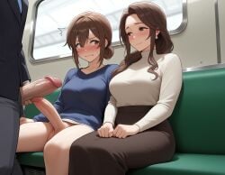 ai_generated embarrassed embarrassed_female exhibitionism exhibitionist exposed_penis futanari train_interior