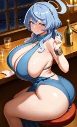 1girls ai_generated ako_(blue_archive) ako_(dress)_(blue_archive) ass bar big_ass big_breasts blue_archive blue_eyes blue_hair breasts curvaceous curvy curvy_female curvy_figure dress ftggtgg gigantic_ass gigantic_breasts halo huge_ass huge_breasts large_ass large_breasts long_hair night request seducing seductive seductive_eyes seductive_look seductive_smile solo solo_female solo_focus thick thick_ass thick_thighs thighs voluptuous voluptuous_female