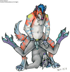 anal anthro balls canine claws duo furry hybrid male mammal mohawk sparkledog stripes yaoi zrcalo