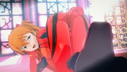 1girls 3d all_fours arm_support ass asuka_langley_sohryu bent_over big_ass blue_eyes bodysuit breasts come_hither female female_only half-closed_eyes hand_on_ass hand_on_own_ass hi_res legs long_hair looking_at_viewer looking_back medium_breasts naughty_face neon_genesis_evangelion orange_hair plugsuit pose posing sensual smile solo thighs tongue twintails