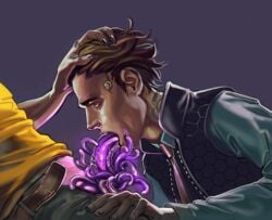 2boys borderlands gay glowing handsome_jack human male male_only mammal monster monster_on_male oral rhys_strongfork tales_from_the_borderlands tentacle tentacle_on_male tentacle_penis tentacles yaoi