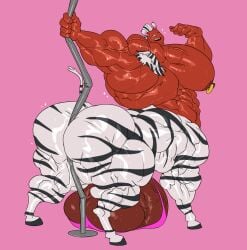 armpit armpit_hair balls bara big_balls big_muscles big_penis centaurworld flaccid hyper_balls hyper_muscles hyper_penis male male_only muscles muscular nipple_piercing penis remert solo solo_male sweat sweating taur zebra_taur zulius