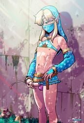 1boy 1femboy androgynous areolae armlet balls balls_in_panties blonde_hair bracelet breath_of_the_wild bridal_gauntlets canon_crossdressing crossdressing cum femboy feminine_male gay gerudo_link gerudo_top gerudo_veil girly hylian hylian_ears link link_(breath_of_the_wild) male male_only masturbation microskirt nail_polish navel nipples penis penis_under_skirt pointy_ears teenager tekuho the_legend_of_zelda trap yaoi