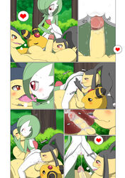 1girls accurate_art_style ampharos anal ass clearing collaborative_fellatio comic cowgirl_position cum cum_in_pussy cum_in_uterus cum_inside dress fellatio female female_on_top feral flat_chest forest french_kiss french_kissing gardevoir girl_on_top kiss kissing male mawile nintendo no_breasts on_top open_mouth oral penetration penis pokemon pokemon_(species) pussy ride riding rimjob rimming sex spread_legs sucking tongue_kiss tongue_kissing tree typhlosion uterus vaginal_penetration video_games white_skin winick-lim x-ray