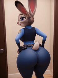 ai_animation ai_generated ai_video animated animation ass_focus belt big_ass blue_jeans blush busty curvy denim_jeans disney female female_only from_behind hi_res highres jeans judy_hopps police_uniform seraphim_ai smile solo stable_diffusion thick_thighs tight_jeans zootopia