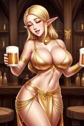 1female ai ai_generated alcohol arabian arabian_clothes aryan bar bartender beer bell bell_collar big_breasts blonde_hair busty cleavage collar curvy drink drinking drinks elf elf_ears elf_female enslaved_royal fantasy female_only gold_(metal) gold_jewelry harem_outfit huge_breasts large_breasts light-skinned_female light_skin medieval nintendo perfect_body princess_zelda servant sex_slave slave slave_collar tavern the_legend_of_zelda voluptuous waitress