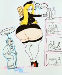 big_ass blonde_hair french hyper_ass juliet mini_giantess nutboiart8008 older_male shelf