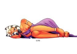 ahsoka_tano alien_girl alien_humanoid dark_nipples laying_down orange_skin pinup star_wars ta_da