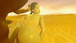 3d after_orgasm after_sex cum_on_ass cum_on_face cumshot dark-skinned_male desert interracial interracial_sex male penis pov pull_out pulling_hair rey semen_on_ass star_wars sunlight