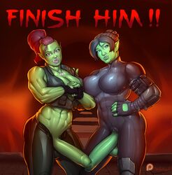 2017 2d 2futas abs ball_bulge balls balls_under_clothes bare_shoulders blue_eyes breasts cassie_cage cleavage cosplay crotchless curlette curvy dark-skinned_futanari domination fingerless_gloves futa_only futa_sans_pussy futa_with_futa futadom futanari gloves gorakna green_skin hair_bun half-erect hands hips huge_breasts huge_cock huge_penis intersex large_balls latex lips lipstick looking_at_viewer mortal_kombat multiple_females muscle muscles muscular_futanari orc orc_futanari penis penis_out ponytail purple_eyes purple_lipstick sonya_blade standing testicles text wahafagart wide_hips