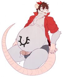 anthro clothing cum humanoid_penis male male_only male_pregnancy mammal penis pregnant rat rodent shirt simple_background sitting solo the-narutoshi underwear