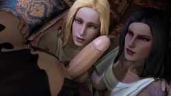 1futa 2girls 3d animated aphrodite aphrodite's_handmaiden aphrodite_(god_of_war) aphroditus areolae blonde_hair blue_eyes breasts brown_hair cum dark-skinned_female dickgirl erection futa_on_female futanari god_of_war god_of_war_3 handjob huge_cock intersex naughty_face nipples nyl2 oral pale_skin penis penis_slap precum shorter_than_10_seconds slim sound source_filmmaker source_removed video video_game