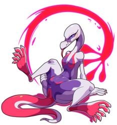 1girls 2017 5_toes alternate_color anthro anus barefoot belly blush claws eyelashes feet female female_only flat_chest heels holding leg_grab leg_up long_toes long_tongue looking_at_viewer navel nintendo no_nipples nude pink_skin pokémon_(species) pokemon pokemon_(species) pokemon_sm presenting_hindquarters purple_eyes purple_sclera purple_skin pussy salazzle scalie sharp_teeth shiny_pokemon sitting smile snappygrey soles solo spread_legs spreading tail thick_thighs toes tongue tongue_out white_background white_skin