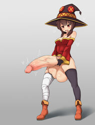 1futa balls breasts cleavage flat_chest foreskin full_length futa_only futanari huge_balls huge_cock huge_testicles hyper hyper_penis intersex kono_subarashii_sekai_ni_shukufuku_wo! masturbation megumin penis sinensian small_breasts small_but_hung solo testicles throbbing_penis uncensored witch witch_hat