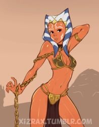 1girls 2017 ahsoka_tano animated areolae armlet breasts cleavage clothed clothing female female_only izra lingerie looking_at_viewer metal_bikini nipples nude petite pussy revealing_clothes slave_bikini slave_leia_(cosplay) solo star_wars the_clone_wars:_season_four togruta watermark