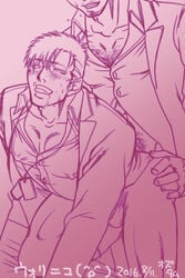 2boys anal bara blush body_hair clenched_teeth gangsta happy_sex male_only multiple_boys muscle naughty_face nicolas_brown penetration sex smile smirk sweat teeth testicles yaoi