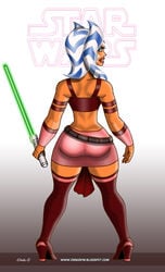 1girls ahsoka_tano ass blue_eyes clone_wars dsng female female_only jedi lightsaber orange_skin sfa solo star_wars tagme text the_clone_wars:_season_four togruta