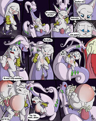 anal anal_sex animal_genitalia big_belly blue_eyes blush clothing comic crossover cum cum_inside cum_through dialogue digimon dragon duo english_text erection excessive_cum feline female fuf fur gatomon gloves goodra green_eyes hyper hyper_cum inflation male mammal mythological_creature mythological_scalie mythology nintendo open_mouth orgasm penetration penis pokémon_(species) pokemon pokemon_(species) pussy scalie sex simple_background smile straight tears text torture vaginal_penetration video_games white_fur