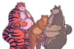 anal anal_sex anthro balls bear big_balls big_dom_small_sub big_penis canine cum drooling erection feline furry hug male mammal nipple_suck obese overweight penetration penis penis_size_difference saliva sex size_difference small_penis sucking tcw_(artist) thick_penis tiger yaoi