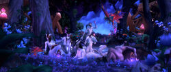 3d 6+girls 6girls absurdres areolae ass blue_eyes blue_skin breasts draenei ellowas faerie_dragon female female_only forest glowing_eyes group highres hooves horns long_hair multiple_boys multiple_girls night nipples nude outdoors pinup purple_skin short_hair sky tail white_skin world_of_warcraft