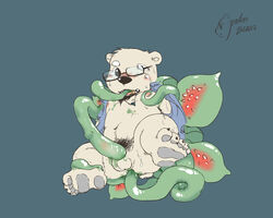 balls bear eyewear glasses goo male male_only mammal monster nipples polakuma polar_bear tentacle