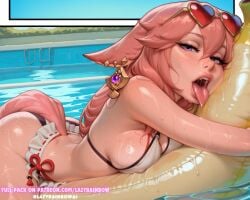 yae miko from genshin impact by lazyrainbow