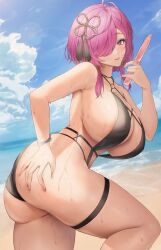 1girls ass beach big_ass big_boobs big_breasts big_butt big_tits bikini blue_sky boobs bracelet breasts bsmage butt eyebrows_visible_through_hair female hair_over_one_eye taoqi_(wuthering_waves) thick_thighs thighs tits water wet wet_body woman wuthering_waves