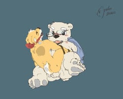 ball_gag balls bear bondage bound canine furry gag male mammal polakuma polar_bear yaoi