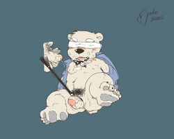 balls bear blindfold cock_and_ball_torture furry male mammal penis polakuma polar_bear yaoi