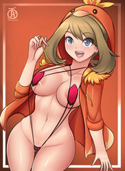 breasts cameltoe cleavage cosplay female female_only game_freak human human_only may_(pokemon) may_(pokemon_oras) nintendo open_mouth pokemon pokemon_(cosplay) pokemon_oras red_theme revolverwingstudios solo torchic_(cosplay)