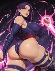 1girl 1girls ai_generated ass bodysuit fighting_stance leotard looking_at_viewer marvel marvel_rivals psylocke psylocke_(sai)_(vengeance) skin_tight solo solo_female superheroine thick_thighs violet_eyes violet_hair vjuice