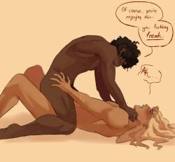 achilles achilles_(mythology) anal anal_penetration anal_sex beard blonde_hair blush brown_skin degradation degradation_text drooling english_text facial_hair gay gay_sex grabbing greek_mythology homosexual homosexual_sex intense intense_sex justvea nude nude_male nudity patrochilles patroclus patroclus_(mythology) the_epic_cycle trojan_war yaoi