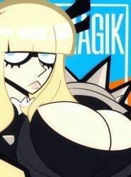 1girls alternate_breast_size big_breasts big_tits blonde_hair blue_eyes boobies boobs breast_focus breasts cleavage cleavage_cutout frown huge_boobs huge_breasts huge_tits lips looking_at_viewer magik's_crown magik_(illyana_rasputin) magik_(marvel_tokon) marvel marvel_comics marvel_tokon:_fighting_souls russian_female simple_background solo spikes tight_clothing tits tubularparu upper_body x-men