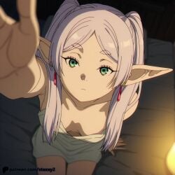 1boy 1girl ai ai_generated cheek_bulge deepthroat drop_earrings earrings elf erection fellatio frieren green_eyes grey_hair hetero jewelry long_hair oral parted_bangs patreon patreon_username penis pointy_ears saliva short_eyebrows sousou_no_frieren staxxy staxxy2 thick_eyebrows twintails uncensored veins veiny_penis white_hair
