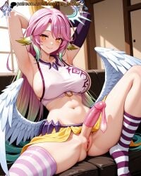 1futa 1futanari adult adult_female ai_generated angel angel_wings armpit armpit_fetish armpits arms_behind_head arms_up big_breasts boobs breasts bridal_gauntlets bust busty busty_female busty_girl cock condom dick dickgirl elbow_gloves feathered_wings female futa futa_sans_balls futanari girl green_hair half-erect halo hands_behind_head jibril_(no_game_no_life) large_breasts legs_apart legs_spread low_wings machine_muse mature mature_body mature_female multicolored_hair necklace no_balls no_game_no_life orange_eyes penis pink_hair pussy sexy sexy_body showgirl_skirt sideboob sitting skirt sleeveless_shirt solo spread_legs striped_thighhighs thighhighs tits trans trans_woman uncensored used_condom vagina very_long_hair watermark white_crop_top white_wings yellow_eyes