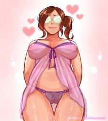 babydoll babydoll_lingerie biting_own_lip chubby_female glasses nerdy_female saruna sarunacuso shy
