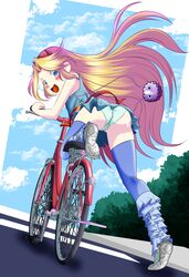 1girls bicycle blonde_female blonde_hair blue_eyes blue_panties disney disney_channel disney_xd facial_mark looking_back mikado_ryouma open_smile panties rear_view star_butterfly star_vs_the_forces_of_evil straight_hair upskirt white_female xxangeluciferxx