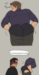 2boys ass ass_focus black_hair blind blindfold blindfolded blush blush_lines blushing boxers boxers_(clothing) brown_hair butt butt_focus clothed clothing dat_ass dat_butt gay gay_male hammy_san863 human interracial johnny_cage kenshi_takahashi light-skinned_male light_skin m/m male male/male male_focus male_only mortal_kombat mortal_kombat_1_(2023) mostly_clothed muscular muscular_male red_blindfold tagme trying_to_cover_up yaoi