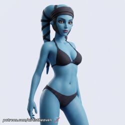 aayla_secura ai_generated alien alien/human alien_girl alien_humanoid bed bedroom bikini blue_body blue_lightsaber bra clone_wars female female_focus female_only lightsaber looking_at_viewer panties patreon patreon_username solo solo_female star_wars star_wars:_the_clone_wars tagme thong twi'lek underwear