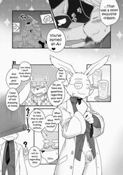 after_sex anthro beverage blush canine cold_sweat comic duo english_text eyewear furry glasses japanese_text lagomorph male mammal mighty_blue monocle penis rabbit text tsukigata wolf yaoi