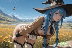 1girl ai_generated anime artist_name big_breasts blue_hair blush breasts female hi_res high_quality highres medium_breasts mushoku_tensei nsfw partially_nude patreon_username rawdiffusion roxy_migurdia solo stable_diffusion tits uncensored watermark