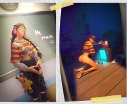 3d 3d_(artwork) 3d_render blue_eyes brown_hair butt butt_focus embarrassed embarrassed_female embarrassed_nude_female enf feet fingers fortnite fortnite:_battle_royale gamer_girl happy horny masturbating masturbation nerd nerdy_female pixelle_(fortnite) surprised_expression teacher