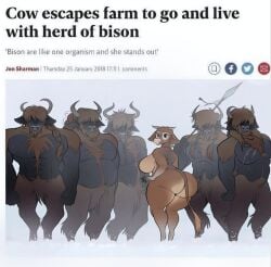1girls 5boys anthro anthro_only ass big_breasts bison bovine breasts cattle cow furry furry_only horn horns huge_ass huge_breasts large_breasts meme multiple_boys muscular_male original piper_perri_surrounded spunkindx tail thick_thighs wide_hips