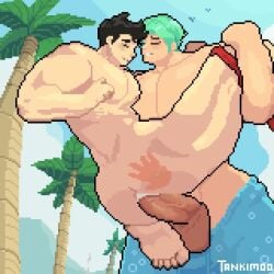 anal anal_insertion anal_sex animated bara bara_tits beach beach_sex big_arms big_balls big_chest big_feet big_pecs big_penis big_thighs black_hair cove_holden cum cum_in_ass cum_inside gay gay_male gay_sex gbpatch green_eyes green_hair handprint handprint_on_ass huge_balls huge_cock huge_pecs male_only male_penetrated male_penetrating male_penetrating_male muscles muscular muscular_arms muscular_ass muscular_legs muscular_male muscular_thighs nipples oc original_character our_life_(beginnings_and_always) pinching_nipples pixel_animation pixel_art public public_exposure public_indecency public_nudity public_sex swimsuit swimsuit_aside swimwear tagme tankimoo thick_thighs video