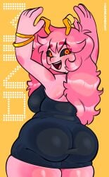 ashido_mina big_ass big_breasts black_sclera boku_no_hero_academia butt butt_focus looking_at_viewer mina_ashido my_hero_academia pink_hair pink_skin pinup super_jumbo yellow_eyes