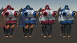 3d big_ass big_breasts blue_hair chubby_female orange_eyes red_hair rojo84 rojo_parasito senthia sentry_(team_fortress_2) team_fortress_2 tf2