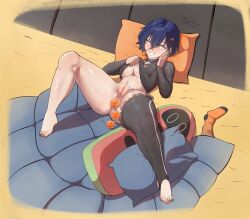 1girls anal anal_beads anal_beads_in_ass anal_masturbation artist_request belle_(zenless_zone_zero) blue_eyes blue_hair female female_only heart-shaped_pupils hoyoverse light-skinned_female light_skin mihoyo mihoyo_technology_(shanghai)_co._ltd. sex_toy sex_toy_in_ass solo zenless_zone_zero