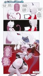2026 absol absurd_res accessory anthro ass big_breasts black_clothing black_corset black_latex black_leotard blue_body blue_waters_holidays blush bottle breasts bunny_ears bunny_girl bunnysuit butt buttplug champagne clothed clothing comic dialogue english_text evelyn_(thekite) eyelashes eyeshadow eyewear female fur generation_1_pokemon generation_3_pokemon glasses hair handprint handprint_on_ass hanging_breasts heart_cutout heavy_blush hi_res latex latex_clothing latex_topwear leotard leotard_aside makeup mega_evolution mega_mewtwo_y mega_stone mewtwo mouth_open nintendo pokemon pokemon_(species) prostitution pussy pussy_peek red_clothing red_eyes skimpy speech_bubble submissive surprised surprised_expression tail tail_plug text thekite topwear tray vibrator vibrator_in_pussy vibrator_under_clothes vulva wearing_glasses white_hair