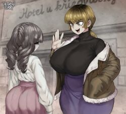 1futa 2girls ass ass_bigger_than_head ass_in_dress ass_in_skirt big_ass big_ass_(futa) big_breasts big_thighs breast_envy breasts breasts_bigger_than_head breasts_out bubble_ass bubble_butt busty busty_female curvaceous curvaceous_female curvaceous_figure curvy curvy_body curvy_female curvy_figure curvy_hips dress enormous_breasts fat_ass fear_and_hunger fear_and_hunger:_termina female female_only flat_chest giant_breasts gigantic_breasts huge_ass huge_breasts huge_butt huge_thighs karin_(fear_and_hunger) large_breasts marina_(fear_and_hunger) massive_ass massive_breasts massive_thighs short_hair skirt small_breast_humiliation tagme thegoldensmurf thick_ass thick_legs thick_thighs thunder_thighs thunderthighs tits_bigger_than_head tits_out trans_woman transfem wide_hips wide_thighs
