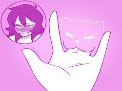 1girl 1girls blush blushing cat_bite_(meme) female female_only fingering fingers katari_tsuki masturbation pink_background pink_light pink_lighting pleasure_face pleasured pussy pussy_lips